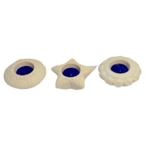 PartyLite Sea Drifters Candle Holders Tea Light Votive Bisque Set of 3